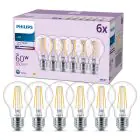 Confezione Multipack 6x Philips Bulbo LED E27 Pera Filamento Chiara 7W 850lm - 840 Bianco Freddo